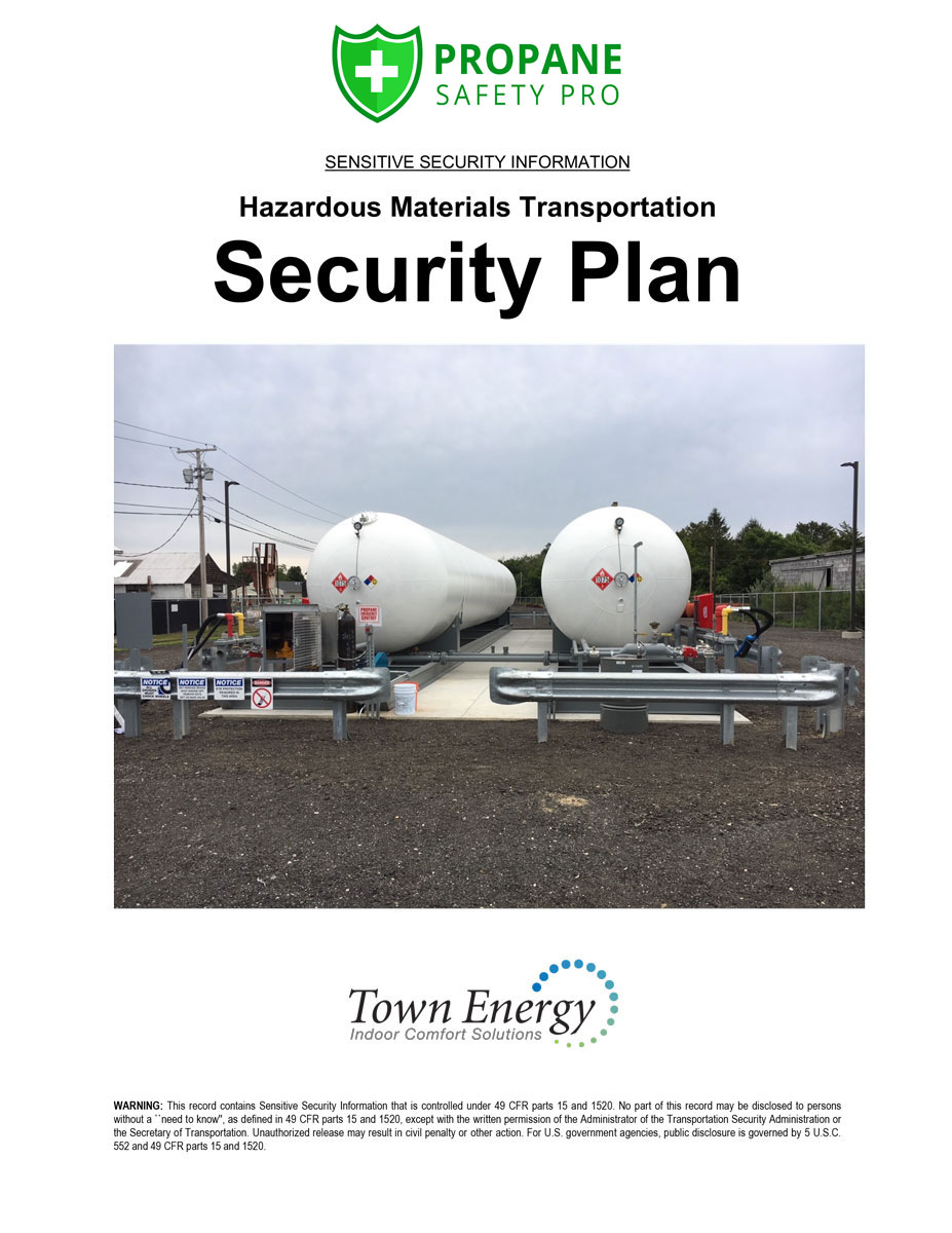 Sample Propane Safety Pro Hazardous Materials Transportation Security Plan cover, built for an actual customer site